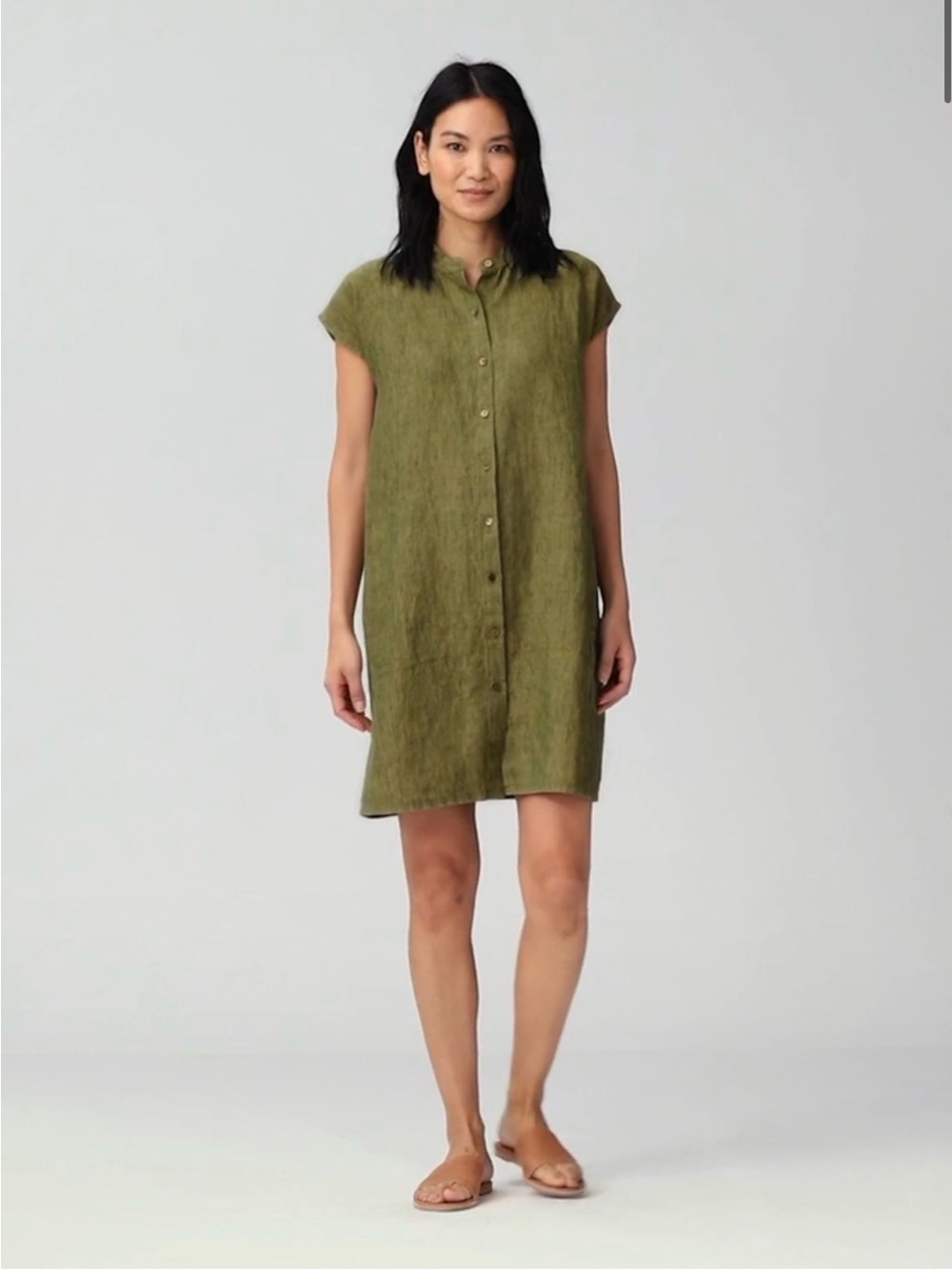 Eileen Fisher Washed Organic Linen Delave Shirtdress
